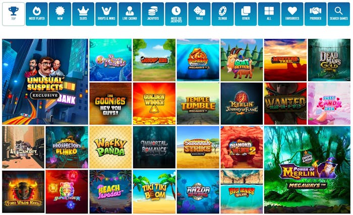games selection at Slotnite Casino