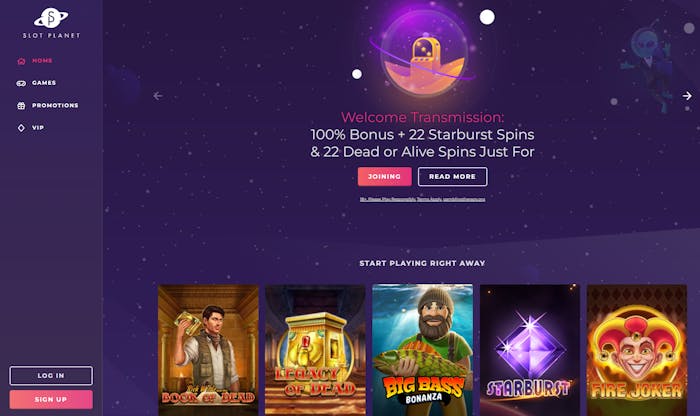 Slot Planet Casino homepage