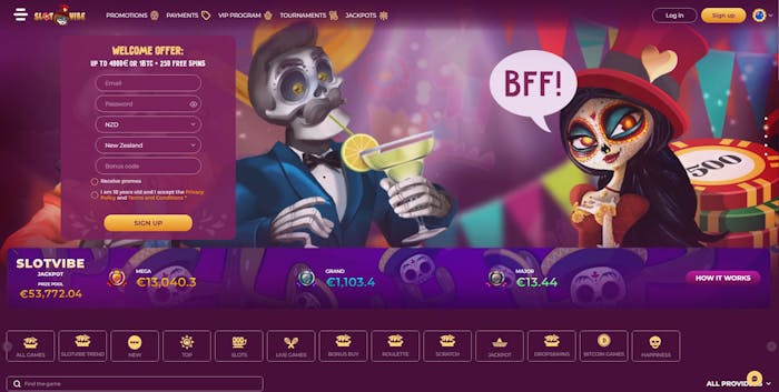 SlotVibe Casino homepage