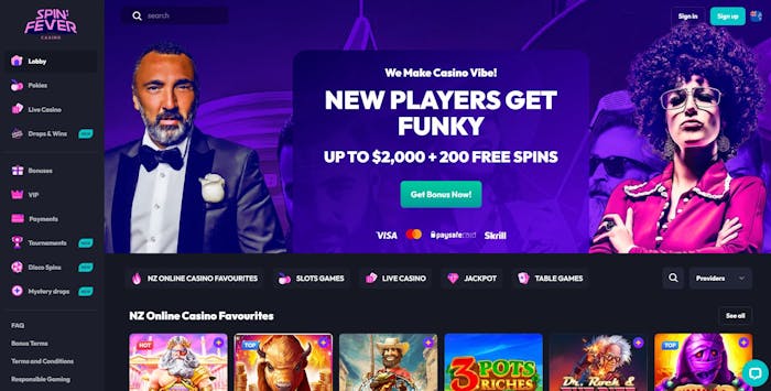 spin fever casino frontpage