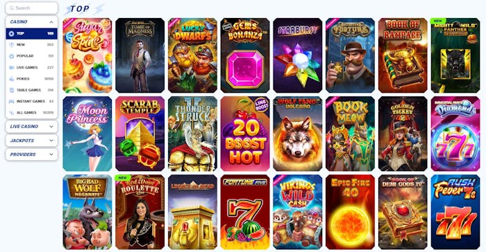 Sportaza Casino games selection