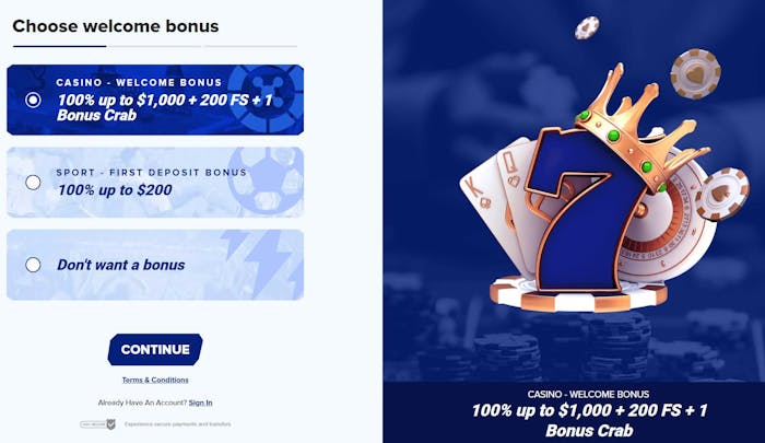 Sportaza Casino account registration