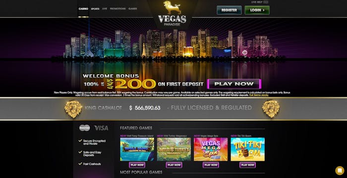 main page of Vegas Paradise Casino