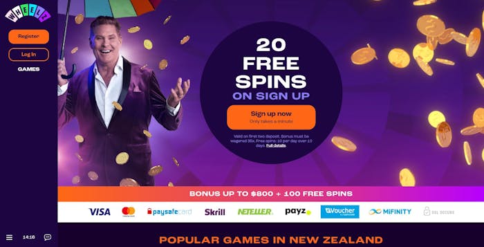 Wheelz Casino frontpage
