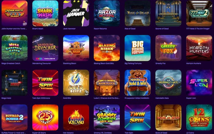 games selection at Wheelz Casino