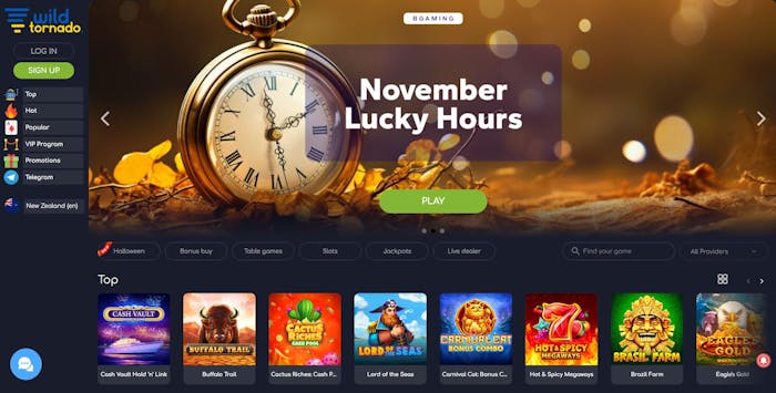 Wild Tornado Casino frontpage