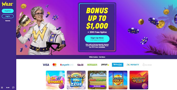 Wildz Casino frontpage