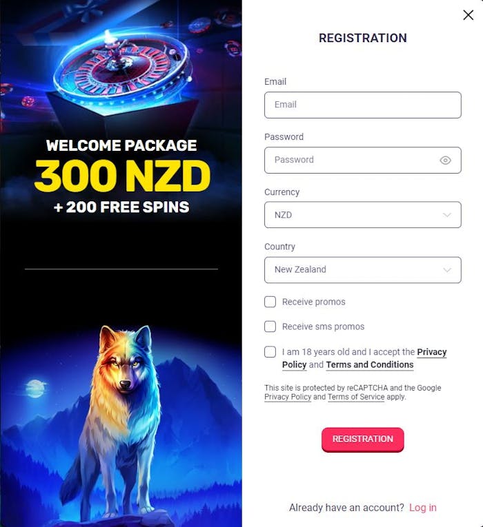 new account registration Woo Casino