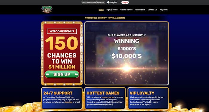Yukon Gold Casino frontpage