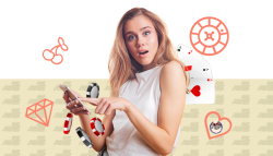 Woman using a casino app from CasinoCrawlers