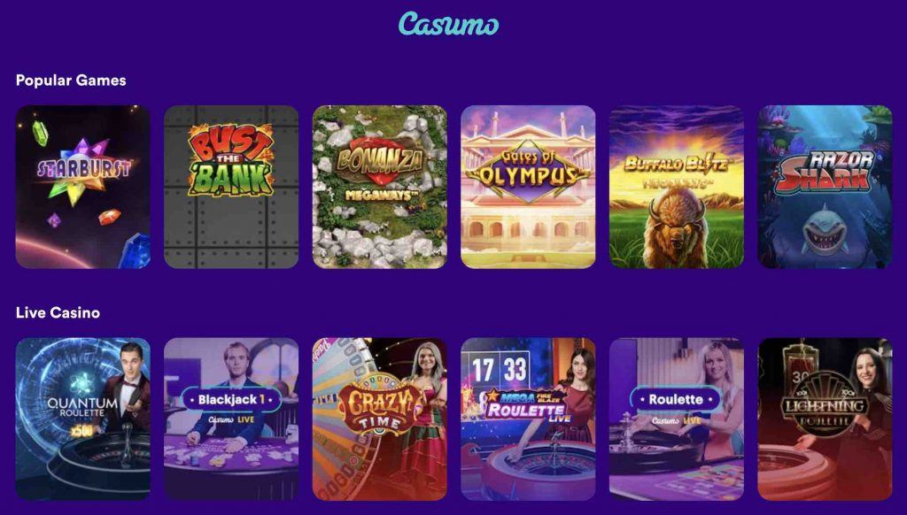 Casumo Casino features a wide selection of games, including online pokies and live dealer games