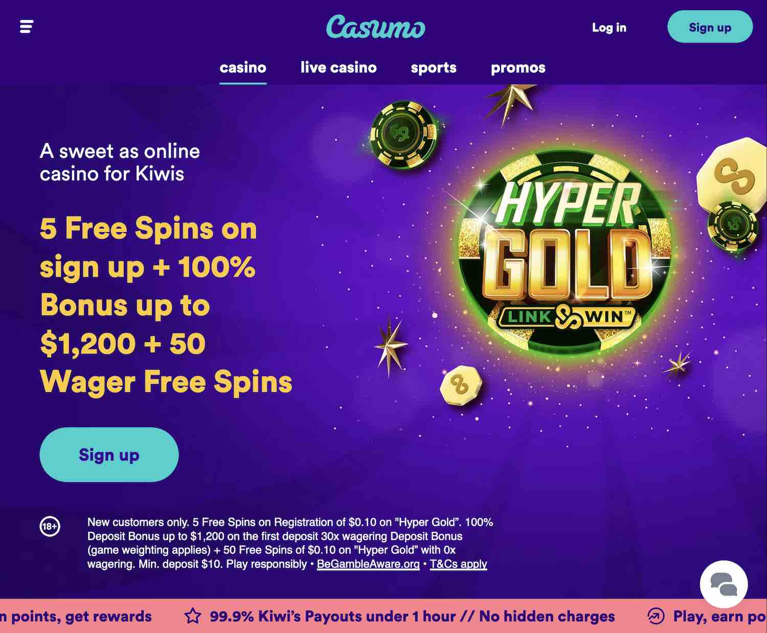 Casumo is a top casino site, with pokies, live casino games and sports betting all covered
